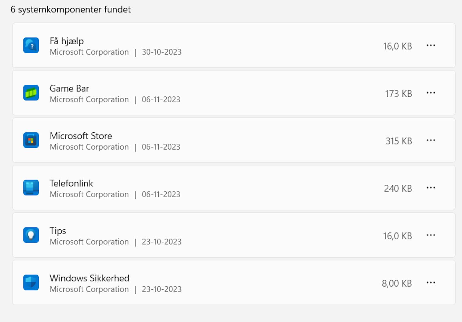 Systemkomponenter: systemkomponenter i Windows 11 23h2